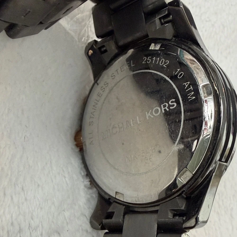 Michael Kors Black and Gold Watch with Chronograph